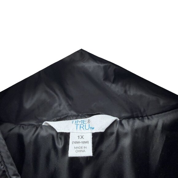 Time & Tru Quilted Coat Plus Size 1X Black Snap Front Lightweight Jacket Womens - Picture 8 of 9